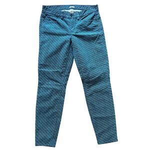J. Crew Stretch Vintage Cord Toothpick Blue Green‎ Geometric Size 28 EUC